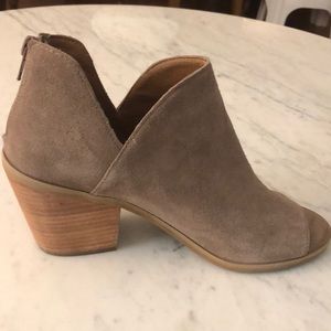 Suede peep-toe booties